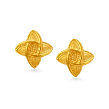 Delightful Yellow Gold Swirled Floral Stud Earrings