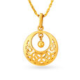 Celestial Yellow Gold Crescent Lattice Pendant,,hi-res 