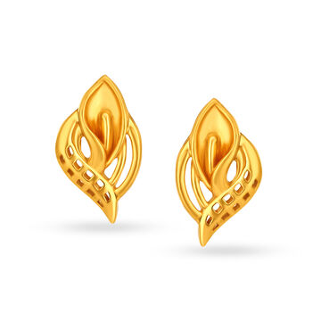 Subtle Leaf Inspired Gold Stud Earrings
