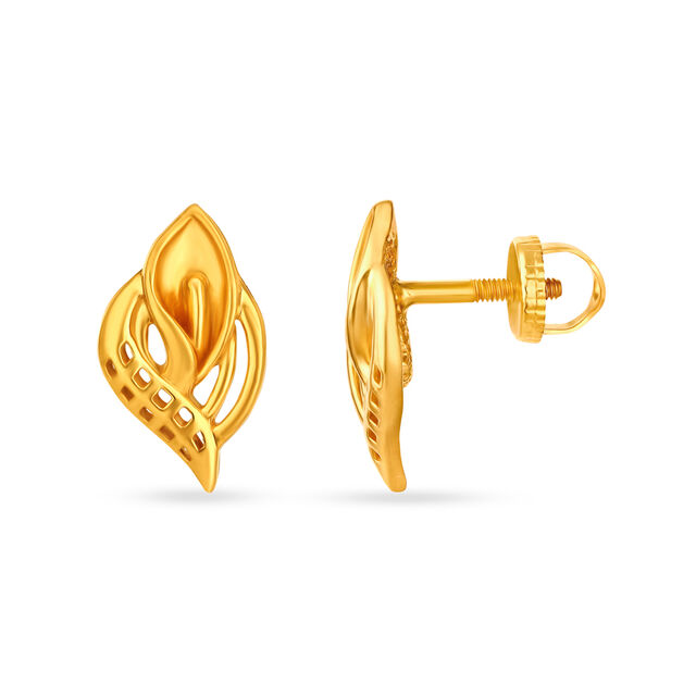 Subtle Leaf Inspired Gold Stud Earrings,,hi-res 2