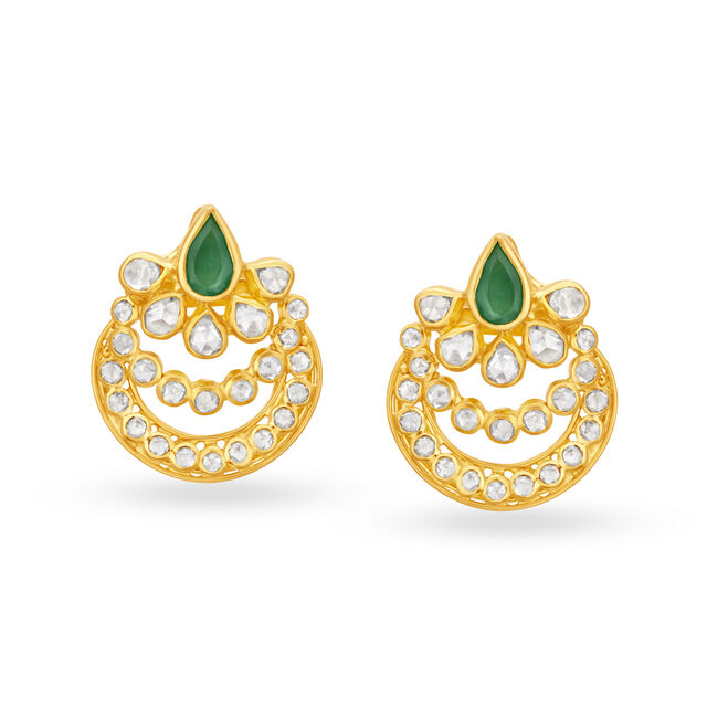 Dainty Emerald Gold Pendant And Earrings Set 2