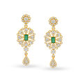 Floral Motif Onyx Gold Drop Earrings,,hi-res 