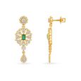 Floral Motif Onyx Gold Drop Earrings,,hi-res 2