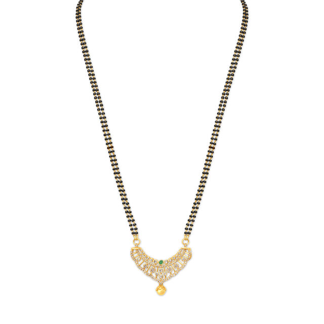 Ritzy Emerald Gold Mangalsutra Studded With Stones,,hi-res 3