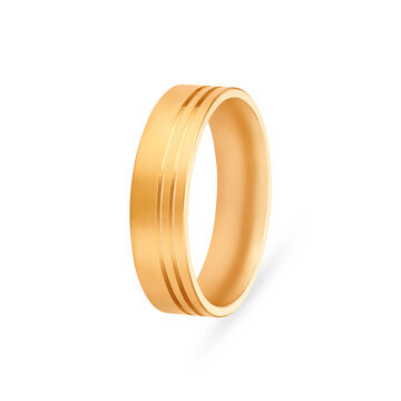 Classy Yellow and White Gold Ridged Finger Ring