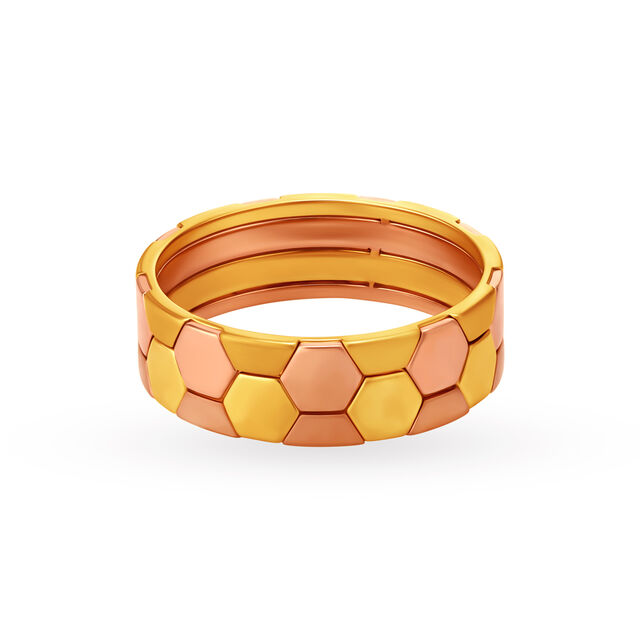 Hexagonal Ring in Yellow and Rose Gold,,hi-res 3