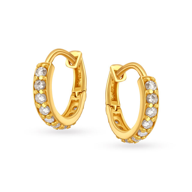 Linear Hoop Earrings with Un-cut Diamonds,,hi-res