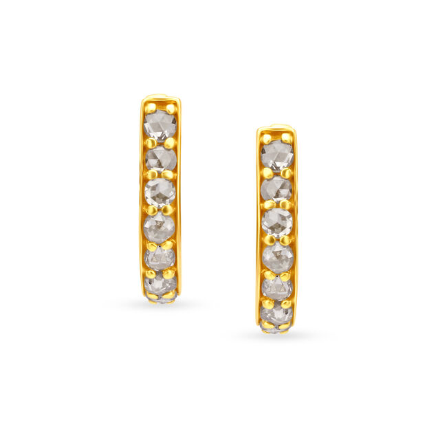 Charming Gold Hoop Earrings with Stones,,hi-res 