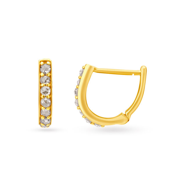 Charming Gold Hoop Earrings with Stones,,hi-res 2