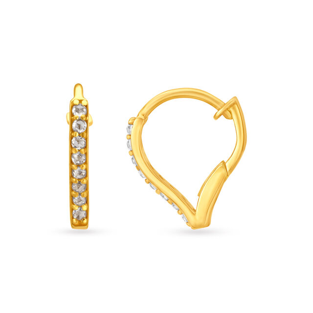 Modish Hoop Earrings with Un-cut Diamonds,,hi-res 2