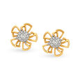 18 Karat Yellow and White Gold Diamond Floral Studs 
