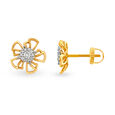 18 Karat Yellow and White Gold Diamond Floral Studs 2