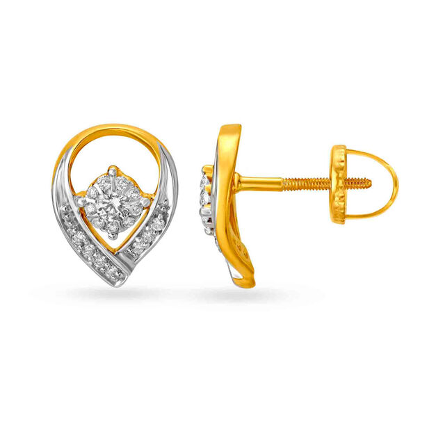 18 Karat Yellow Gold Diamond Stud Earrings,,hi-res 2