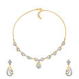 Sleek Dainty Diamond Embellished Gold Necklace Set,,hi-res 
