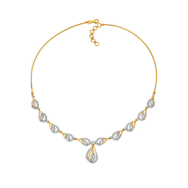 Sleek Dainty Diamond Embellished Gold Necklace Set,,hi-res 2