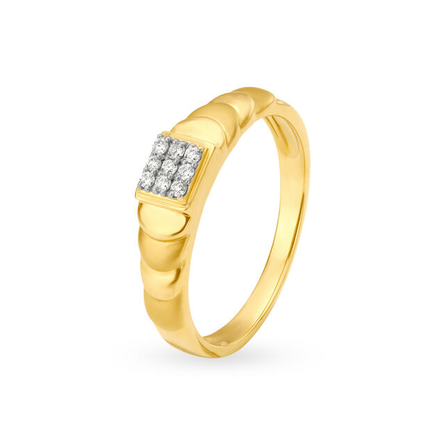 Stunning Geometric Scallop Diamond Ring for Men 