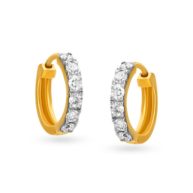 Bewitching 18 Karat Yellow Gold And Diamond Hoops 3