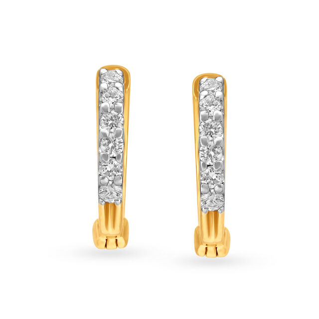 Graceful 18 Karat Yellow Gold And Diamond Earrings 