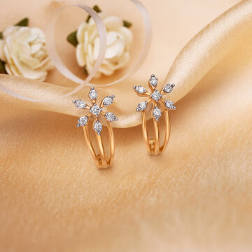 Enamouring Floral Diamond Hoop Earrings