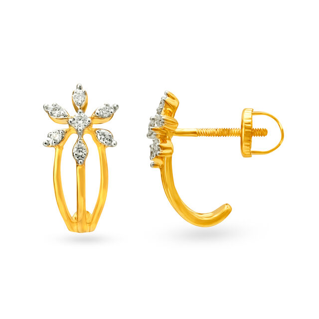 Enamouring Floral Diamond Hoop Earrings 4
