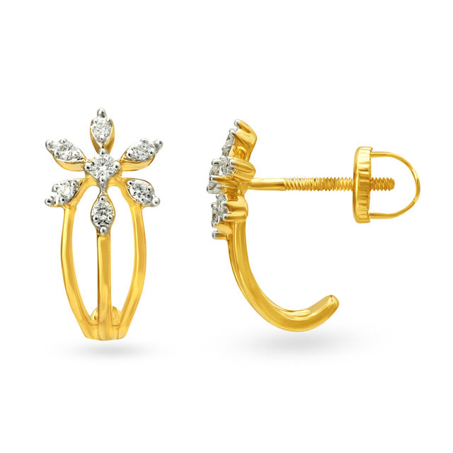 Spectacular Floral Diamond Hoop Earrings 2
