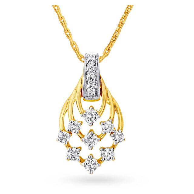 Exquisite 18 Karat Yellow Gold And Diamond Leaf Pendant,,hi-res 