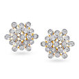 Stunning Floral Gold and Diamond Stud Earrings,,hi-res 