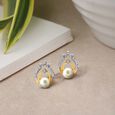 Contemporary Diamond with Pearls Stud Earrings 