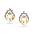 Contemporary Diamond with Pearls Stud Earrings 2