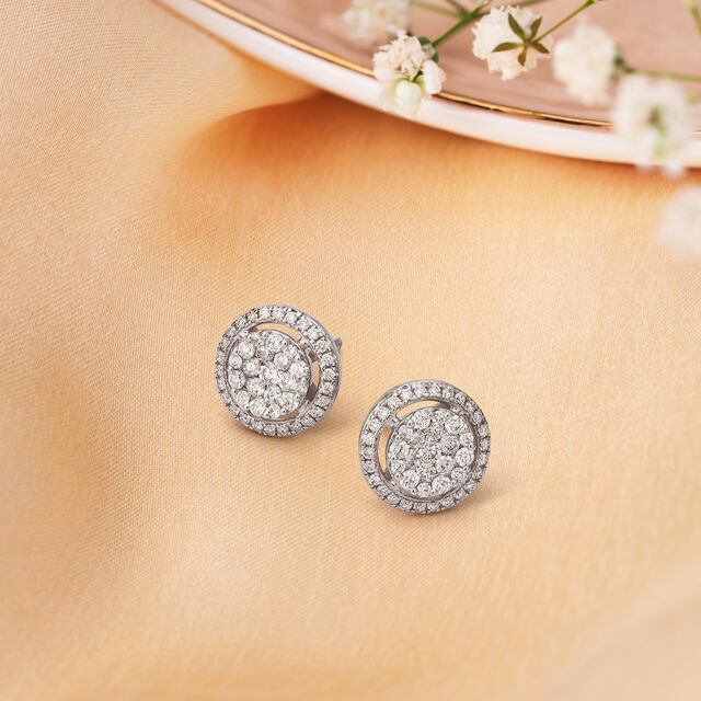 Brilliant Cluster Look White Gold and Diamond Stud Earrings 