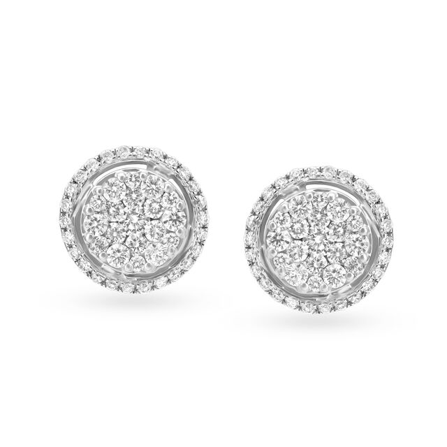 Brilliant Cluster Look White Gold and Diamond Stud Earrings 2