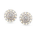 Striking 18 Karat Yellow Gold And Diamond Circular Studs 