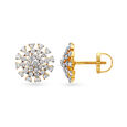 Striking 18 Karat Yellow Gold And Diamond Circular Studs 2
