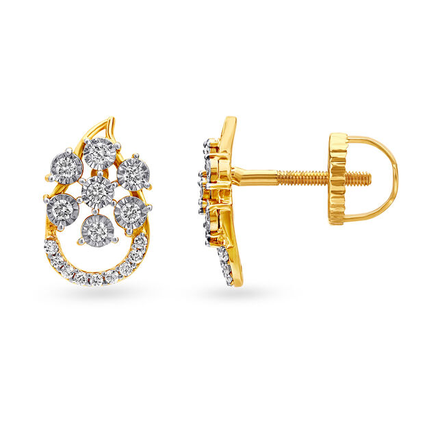 Teardrop Floral Diamond Stud Earrings 2