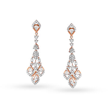 Ethereal Diamond Drop Earrings in White and Rose Gold