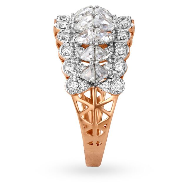 Intricate 18 Karat Rose Gold And Diamond Statement Ring 3