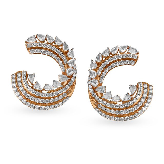 Intertwined Hoop Diamond Earrings,,hi-res 