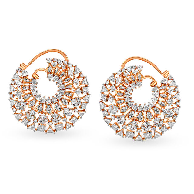 Timeless 18 Karat Yellow Gold And Diamond Ornate Hoop Earrings,,hi-res 