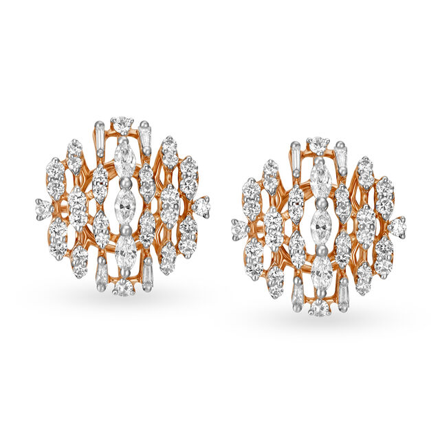 Radial Diamond Stud Earrings 