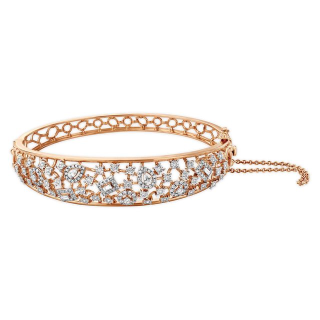 18 Karat Gold Studded Bangle,,hi-res 
