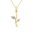 Eloquent Leaf Motif Diamond Pendant,,hi-res 