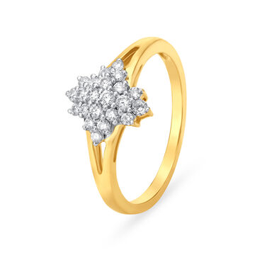 Radiant 18 Karat Yellow Gold And Diamond Floral Ring