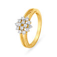 Spangled 18 Karat Yellow Gold And Diamond Floral Ring 