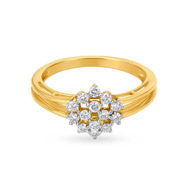 Spangled 18 Karat Yellow Gold And Diamond Floral Ring 2