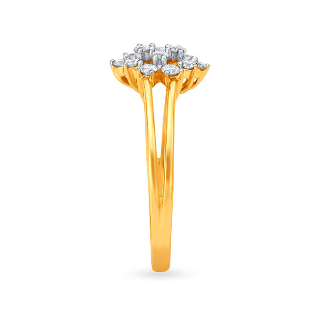 Spangled 18 Karat Yellow Gold And Diamond Floral Ring 3
