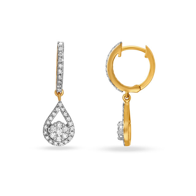 Graceful Teardrop Style Diamond Hoop Earrings,,hi-res 2