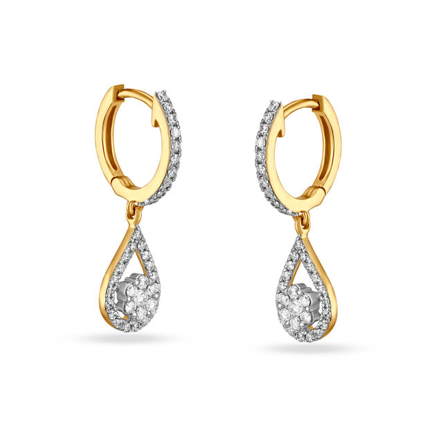 Graceful Teardrop Style Diamond Hoop Earrings,,hi-res 3
