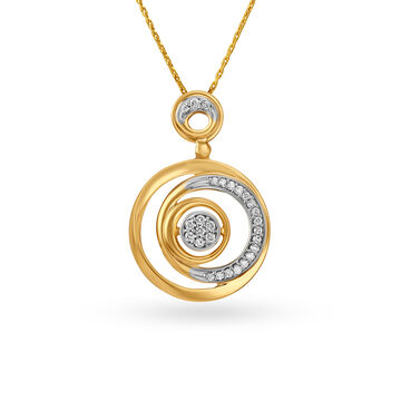 Stately Round Gold and Diamond Pendant