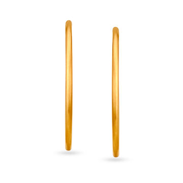 Minimalistic Plain Large Round Gold Hoop Contemporary Earrings