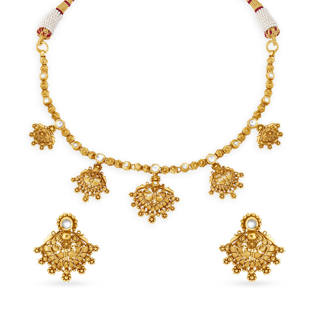 Magnificent Traditional Gold Necklace Set,,hi-res 